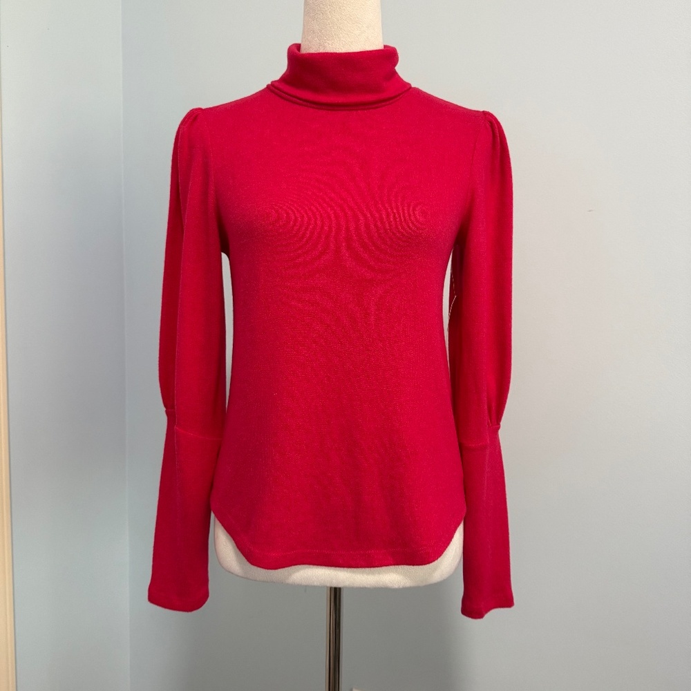 Antropologie Puff-Sleeved Turtleneck Pink/Rose Top Size XS